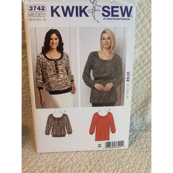 Kwik Sew Misses blouse Sewing Pattern sz XS S M L XL 3742 - uncut - Picture 7 of 7